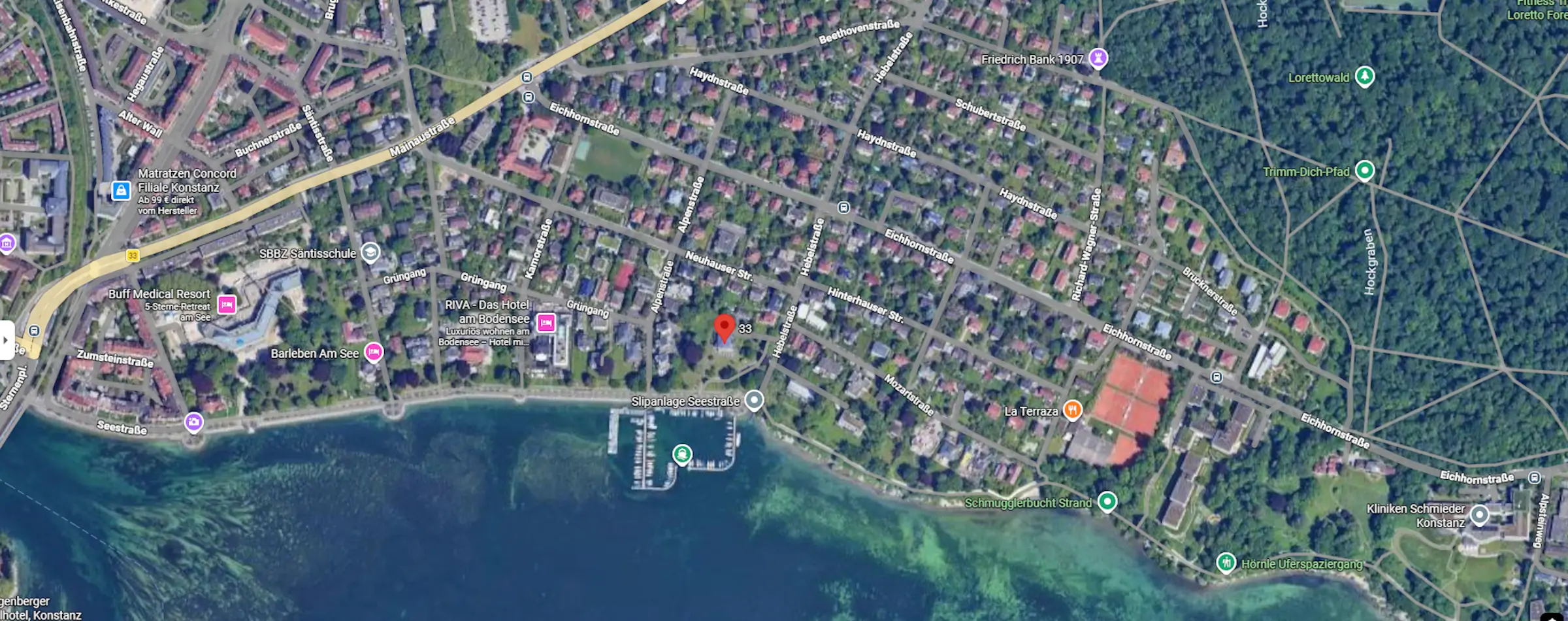 Karte: Standort Praxis Prym-Derma, Seestraße 33, Konstanz